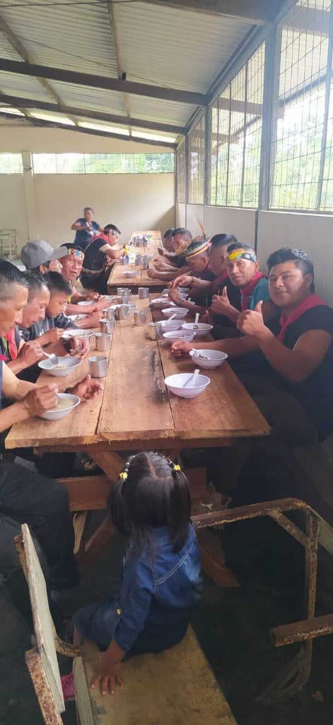 Communal meal at the pavilion